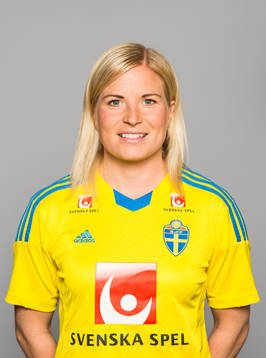 Sveriges damfotbollandslags Annica Svensson poserar för ett porträtt den 17 juni 2014 i Stockholm.