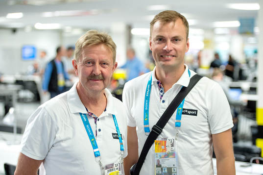 SVTs kommentatorer Staffan Lindeborg och Markus Johannesson