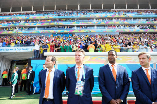 Hollands förbundskapten Louis van Gaal och assisterande Patrick Kluivert