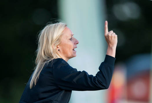  Kristianstads tränare Elisabet Gunnarsdottir i matchen i damallsvenskan mellan Kristianstad och Örebro i Kristianstad 24 juni.