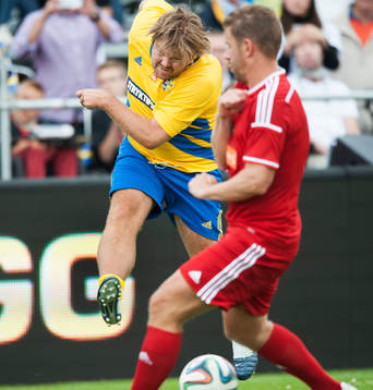  Tomas Brolin i jubileumsmatchen VM-laget 1994 i Grevie 29  juni.