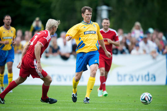 Magnus Erlingmark  i jubileumsmatchen VM-laget 1994 i Grevie 29  juni.