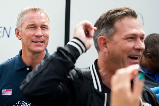 VM-laget 1994s Patrik Andersson och Pontus Kåmark anländer till 20-års jubileumsmatchen mellan VM-laget 1994 och Motståndarlaget den 29 juni 2014 i Båstad.
