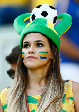 Football - Brazil v Colombia - FIFA World Cup Brazil 2014 - Quarter Final - Estadio Castelao, Fortaleza, Brazil - 4/7/14 Brazil fan before the match 