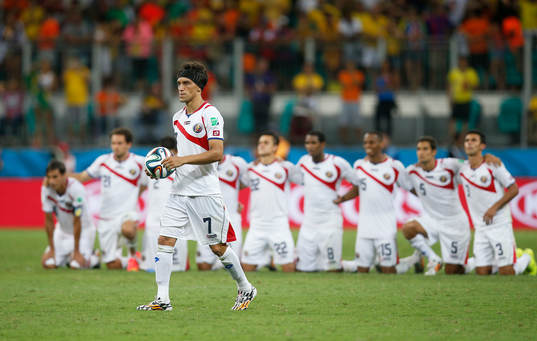  Football - Netherlands v Costa Rica - FIFA World Cup Brazil 2014 - Quarter Final - Arena Fonte Nova, Salvador, Brazil - 5/7/14 Costa Rica's Christian Bolanos walks up to take a penalty during the penalty shootout 