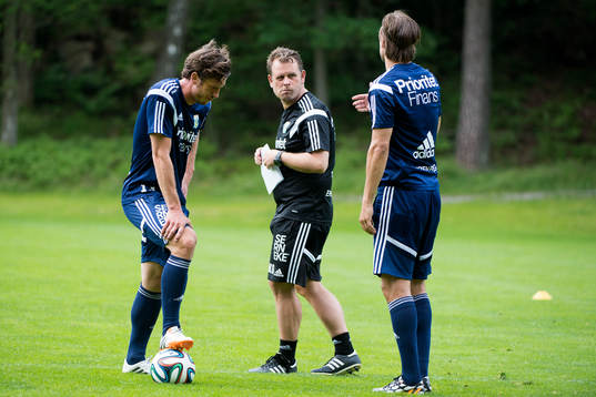 Gustav Svensson, tränare Mikael Stahre och Mattias Bjärsmyr