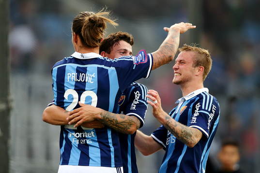 Djurgården, med bland andra Alexander Faltsetas, jublar