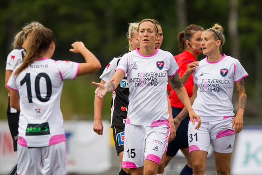 Rosengårds Therese Sjögran och Anja Mittag jublar med