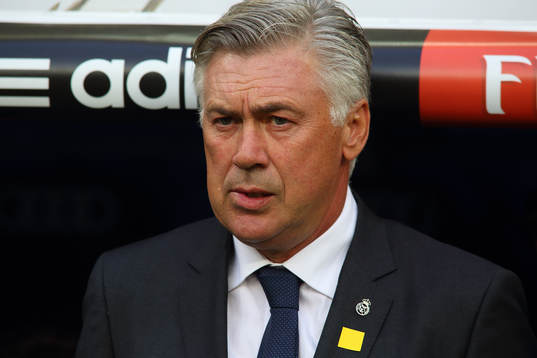  Fotboll, La Liga, Real Madrid - Atletico Madrid: Madrid, Spain. 13th September 2014: Carlo Ancelotti coach from Real Madrid CF, during the Liga BBVA round 3 against Atletico de Madrid at the Santiago Bernabeu stadium. (