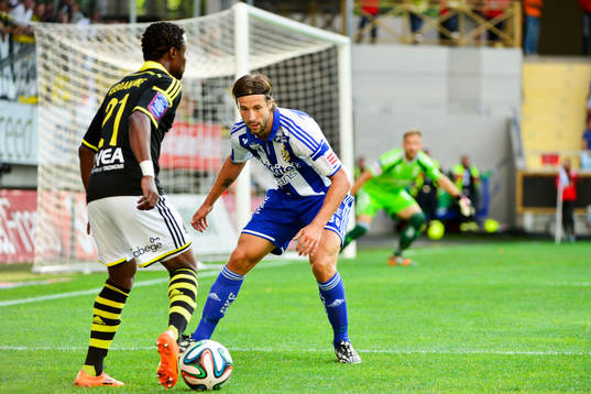 s Kennedy Igboananike under fotbollsmatchen i Allsvenskan mellan IFK Göteborg och AIK den 4 augusti 2014 i Göteborg.