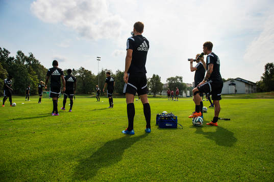 s träning inför kvalet i Europa League, den 6 augusti 2014 i Stockholm.