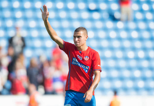  Helsingborgs Jordan Larsson i matchen i allsvenskan mellan Helsingborg och Norrköping i Helsingborg 10 augusti 2014.