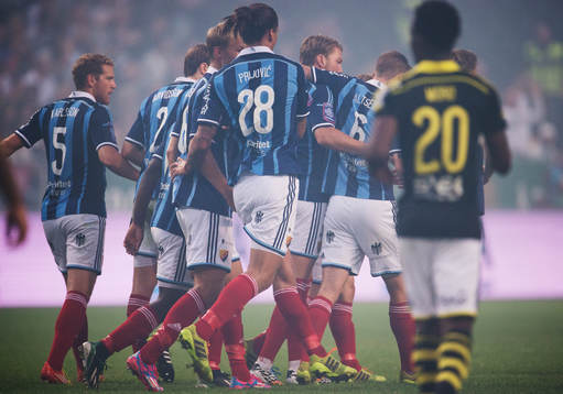 Jubel bland Djurgårdens spelare
