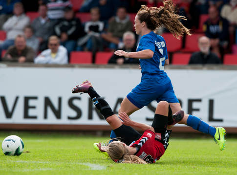 Eskilstunas Allysha Chapman i matchen i damallsvenskan mellan Kristianstad och Eskilstuna i Kristianstad 16 augusti 2014.