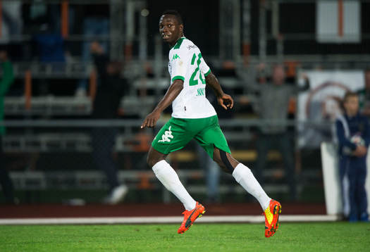 Hammarbys Amadayia Rennie har kvitterat men målet döms bort i matchen i Superettan mellan Ängelholm och Hammarby 18 augusti 2014.