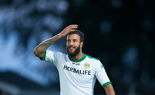  Hammarbys Andreas Haddad i matchen i Superettan mellan Ängelholm och Hammarby 18 augusti 2014.