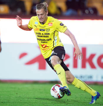 Mjällbys Mattias Håkansson i matchen i allsvenskan mellan