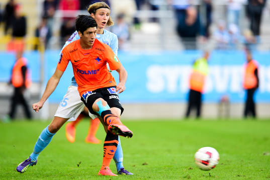 Norrköpings Christopher Meneses Barrantes och Malmö FFs Pawel Cibicki