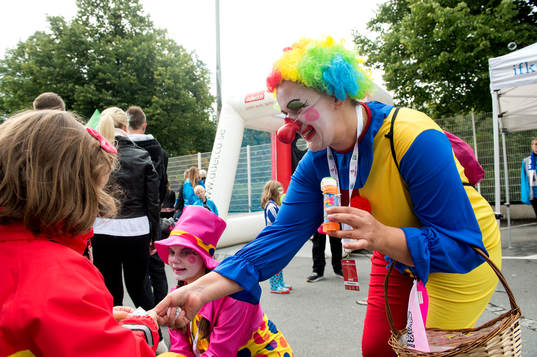 Clowner innan fotbollsmatchen i Allsvenskan mellan IFK Göteborg och Kalmar den 31 augusti 2014 i Göteborg.