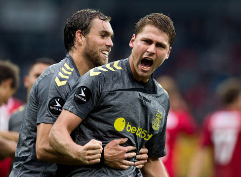  [DK=20140831: Johan Elmander og Fredrik Semb, BIF, jubler efter målet til 0-2] [UK=20140831: Fredrik Semb, BIF]