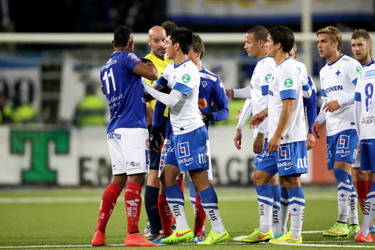 Åtvidabergs Ricardo Santos reagerar efter slutsignalen