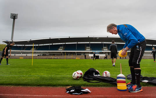 Malmö FFs tränare Åge Hareide när Malmö FF tränar den 26 september 2014 i Malmö.