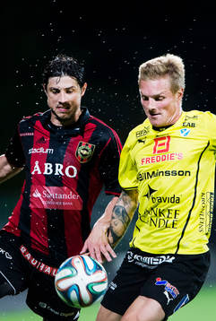 Brommapojkarnas Gabriel Petrovic och Halmstads Gudjón Baldvinsson