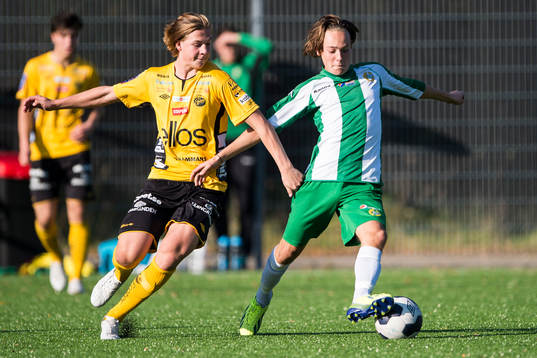 Kamp mellan Hammarbys Cesar Weilid och Elfsborgs Simon Olsson