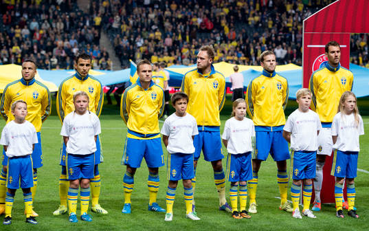 Sveriges spelare med knattar framför