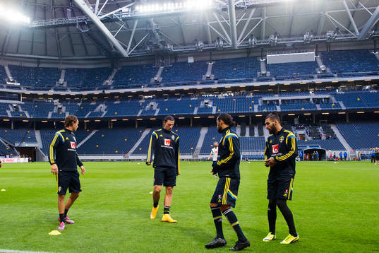 Sveriges Albin Ekdal, Zlatan Ibrahimovic, Erkan Zengin och Jimmy Durmaz