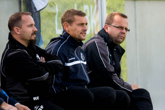 Trelleborgs två tränare Jimmie Olsson (m) och Hannu Sirviö (th)