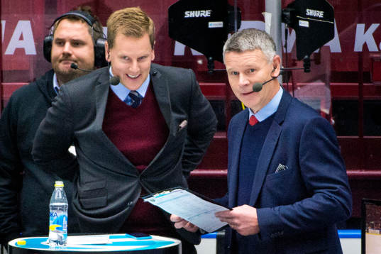 Viasats expertkommentator Niklas Jihde och Harald Lückner