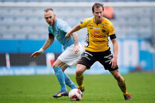 Malmö FFs Magnus Eriksson och Elfsborgs Daniel Mobaeck