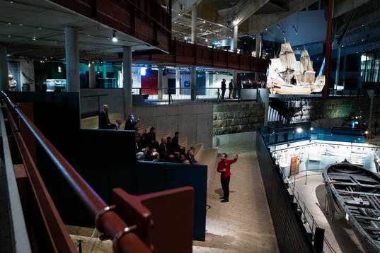 Sammankomst på Vasa museet innan middagen den 23 oktober 2014 i Stockholm som annordnas av Svensk Elitfotboll