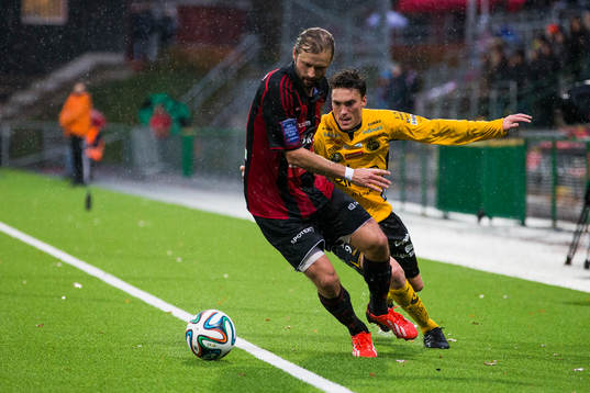 Brommapojkarnas Fredric Jonson och Elfsborgs Lasse Nilsson