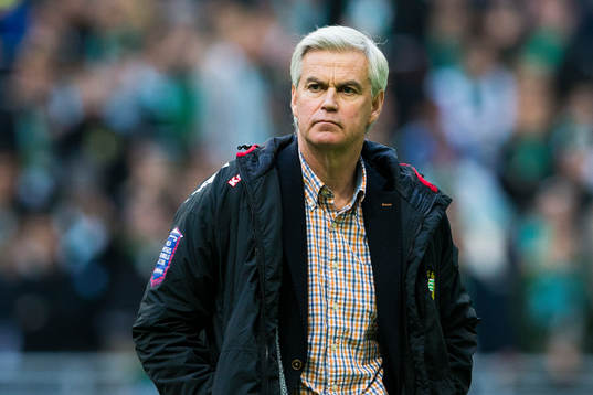 Hammarbys tränare Nanne Bergstrand innan fotbollsmatchen i