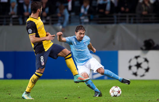 s Ricardo Ferreira Da Silva under fotbollsmatchen i Champions League mellan Malmö FF och Atletico Madrid den 4 november 2014 i Malmö.