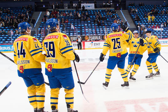 Sveriges spelare jublar