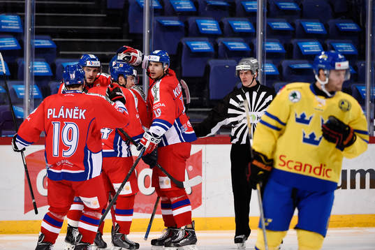 Tjeckiens spelare jublar