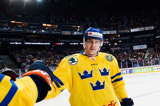 Sveriges Patrik Hersley jublar