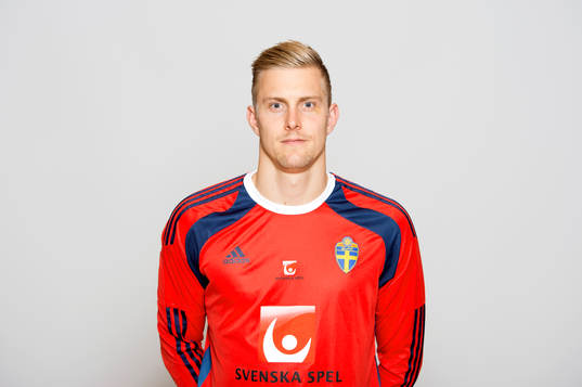Sveriges målvakt Karl-Johan Johnsson poserar för ett porträtt den 12 november 2014 i Stockholm.