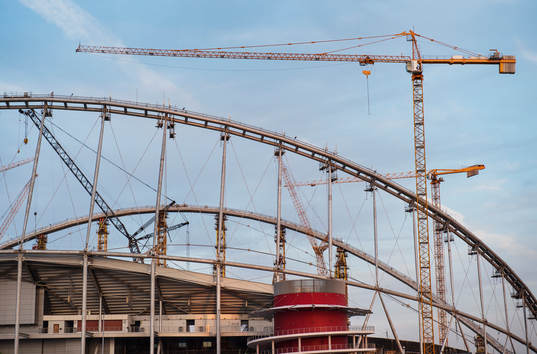 Khalifa International Stadium som renoveras den 6 december 2014 i Doha. Arenan kommer att användas