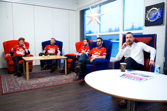 Anton Sandberg, Fredrik Björck, Hampus Bohman, Björn Anklev och tränare Marcus Lantz
