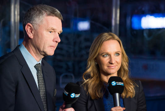 Viasats expert Harald Lückner och reporter Frida Nordstrand