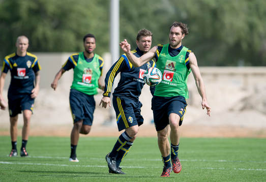 Sveriges Johan Elmander och Marcus Allbäck