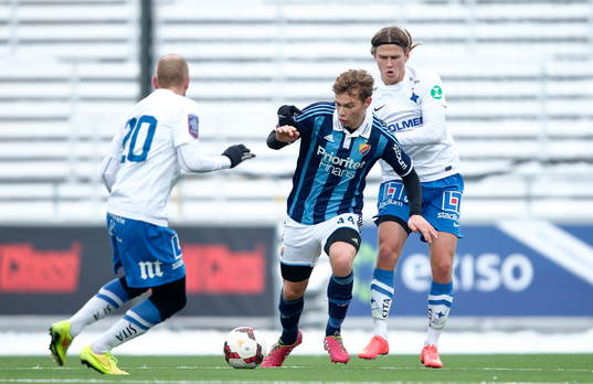 Norrköpings Emir Kujovic, Djurgårdens nyförvärv Jesper Karlström och Norrköpings Alexander Fransson