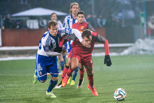 under träningsmatchen i fotboll mellan IFK Göteborg och Nordsjälland den 24 april 2015 i Göteborg.