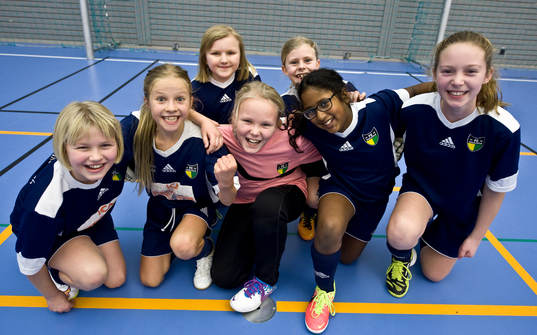  FC Hessleholms vinnande lag: Ellen Fischer, Tilda Persson, Smilla Birgersson, Moa Oredsson, Ella Göransson, Felicia Jeppsson, Mathilde Janzen,  den 25 Januari 2015