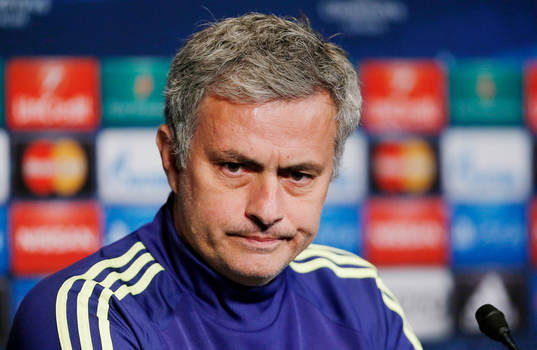  Football - Chelsea Press Conference - Parc des Princes, Paris, France - 16/2/15 Chelsea manager Jose Mourinho during the press conference 