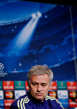  Football - Chelsea Press Conference - Parc des Princes, Paris, France - 16/2/15 Chelsea manager Jose Mourinho during the press conference 